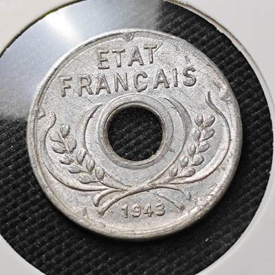 KK钱币收藏小铺  第373场  2月预留时间 周末发货 -  1943法属印支5分