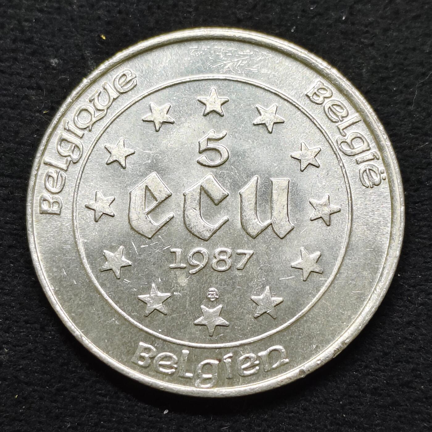 【全场包邮】纯粹捡漏拍479场（免费代拍第16场） 比利时1987年5埃居罗马条约30周年（37毫米22.85克）纪念银币