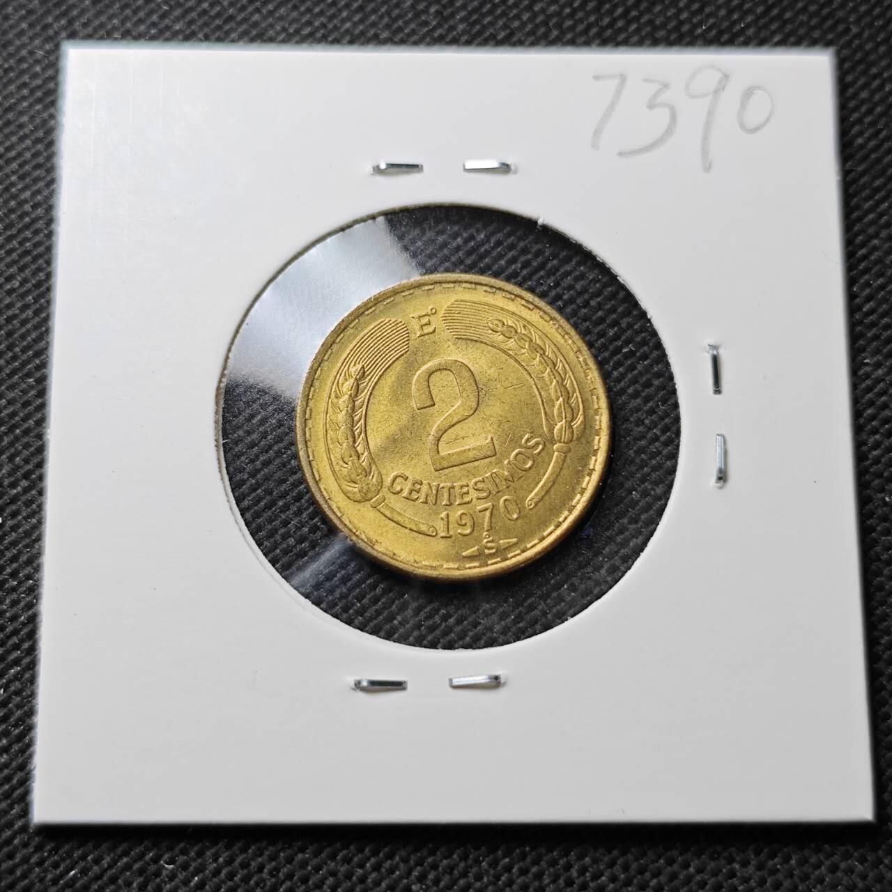 KK钱币收藏小铺  第373场  2月预留时间 周末发货  1970智利2分铜币 好品