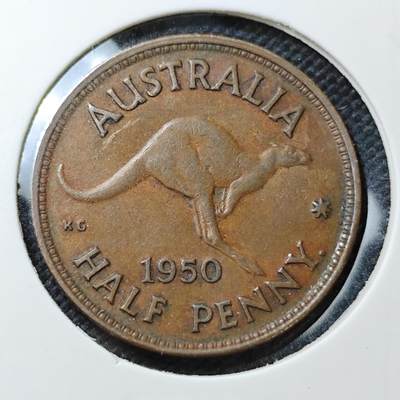 KK钱币收藏小铺  第373场  2月预留时间 周末发货 -  1950澳大利亚0.5便士铜币