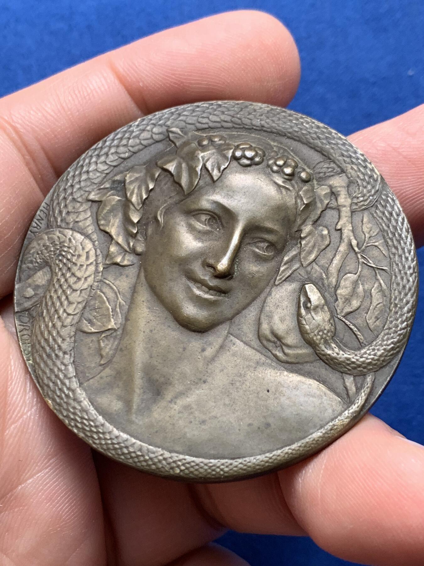 《竞宝斋》第440场 周日，周一，周二 3场连拍 （全场包邮） 法国“夏娃”铜章，53.00g，50.2mm