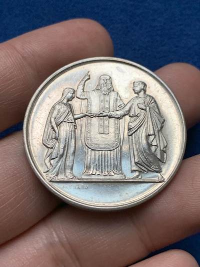 《竞宝斋》第440场 周日，周一，周二 3场连拍 （全场包邮） - 法国婚姻与爱情纪念银章，22.04g，36.3mm，丰饶角边铭