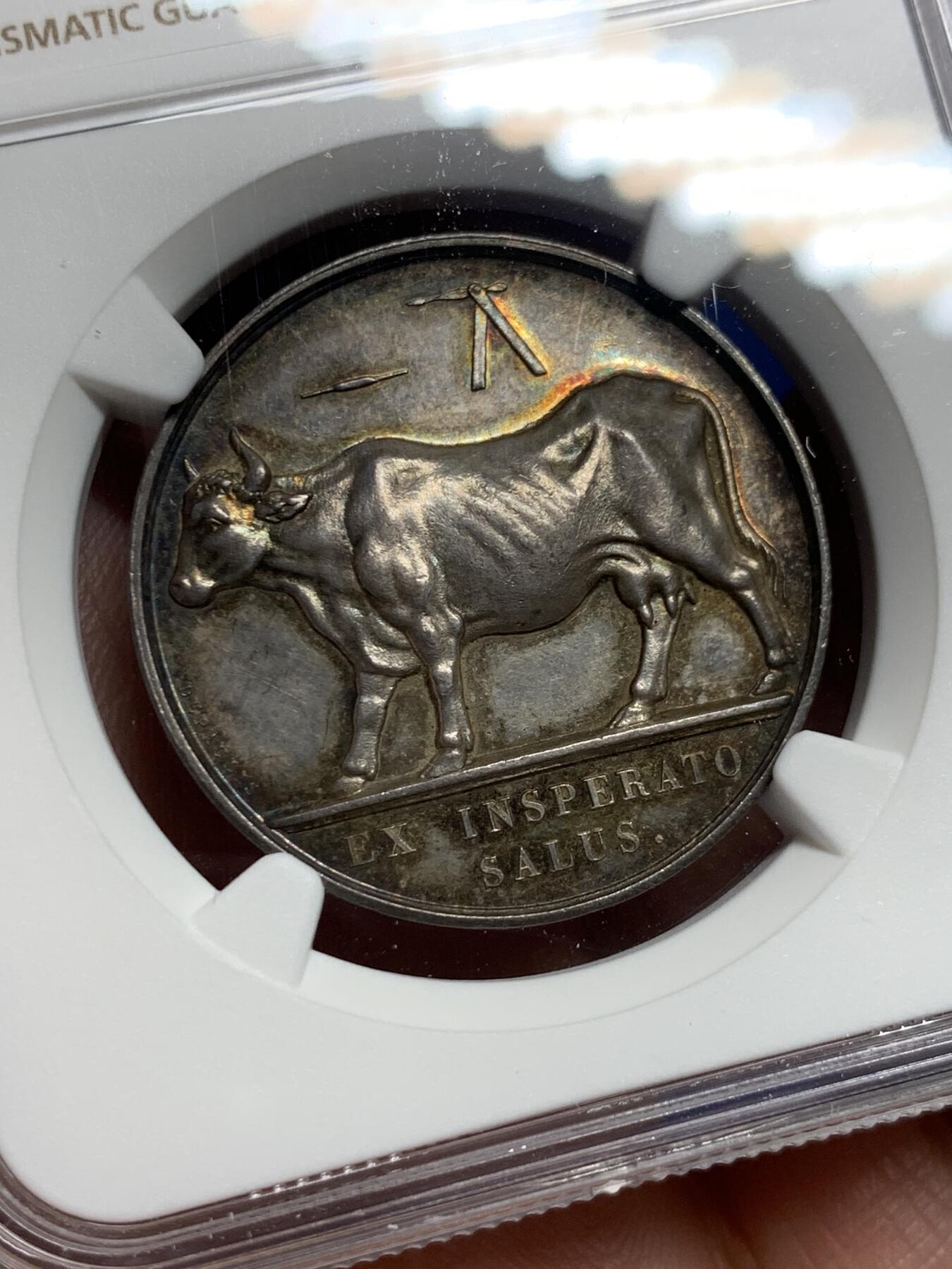 《竞宝斋》第440场 周日，周一，周二 3场连拍 （全场包邮） NGC MS62 法国巴黎疫苗接种银质代币