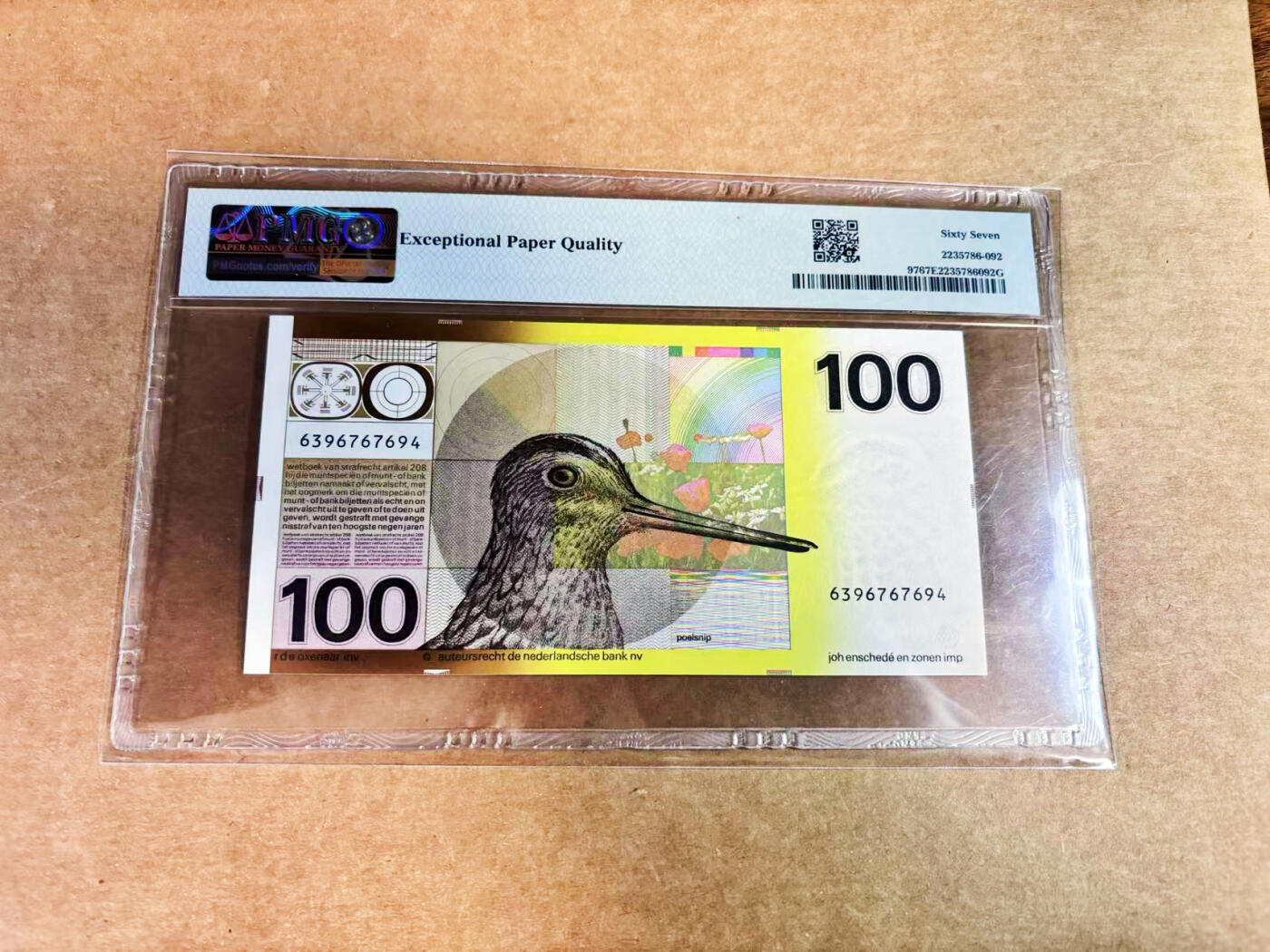 【Blue Auction】世界纸币精拍第752期——18级TOP拍卖/信誉/品质/专业/高效💫 荷兰 1977年100盾 水鸟 PMG67EPQ