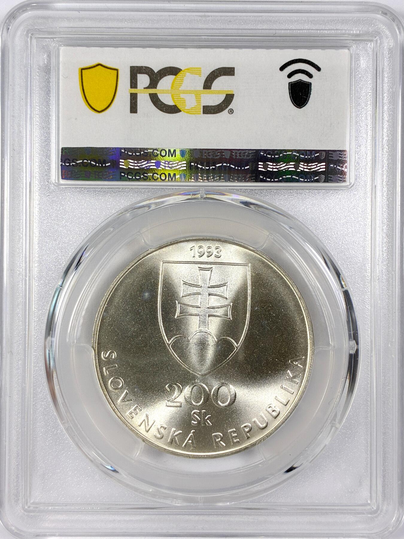 【雨安】【世界币章116期-评级币专场】2025-11-22 周六 19:30 保真【直播拍卖】 [评级现代] Slovakia 斯洛伐克 200克朗 1993年  PCGS-MS67