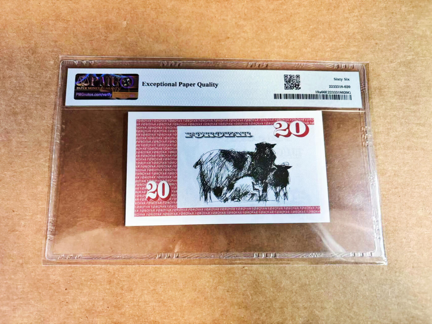 【Blue Auction】世界纸币精拍第752期——18级TOP拍卖/信誉/品质/专业/高效💫 【AA】法罗群岛 1986年20克朗 PMG66EPQ 