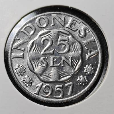 KK钱币收藏小铺  第373场  2月预留时间 周末发货 -  1957印度尼西亚25分 好品