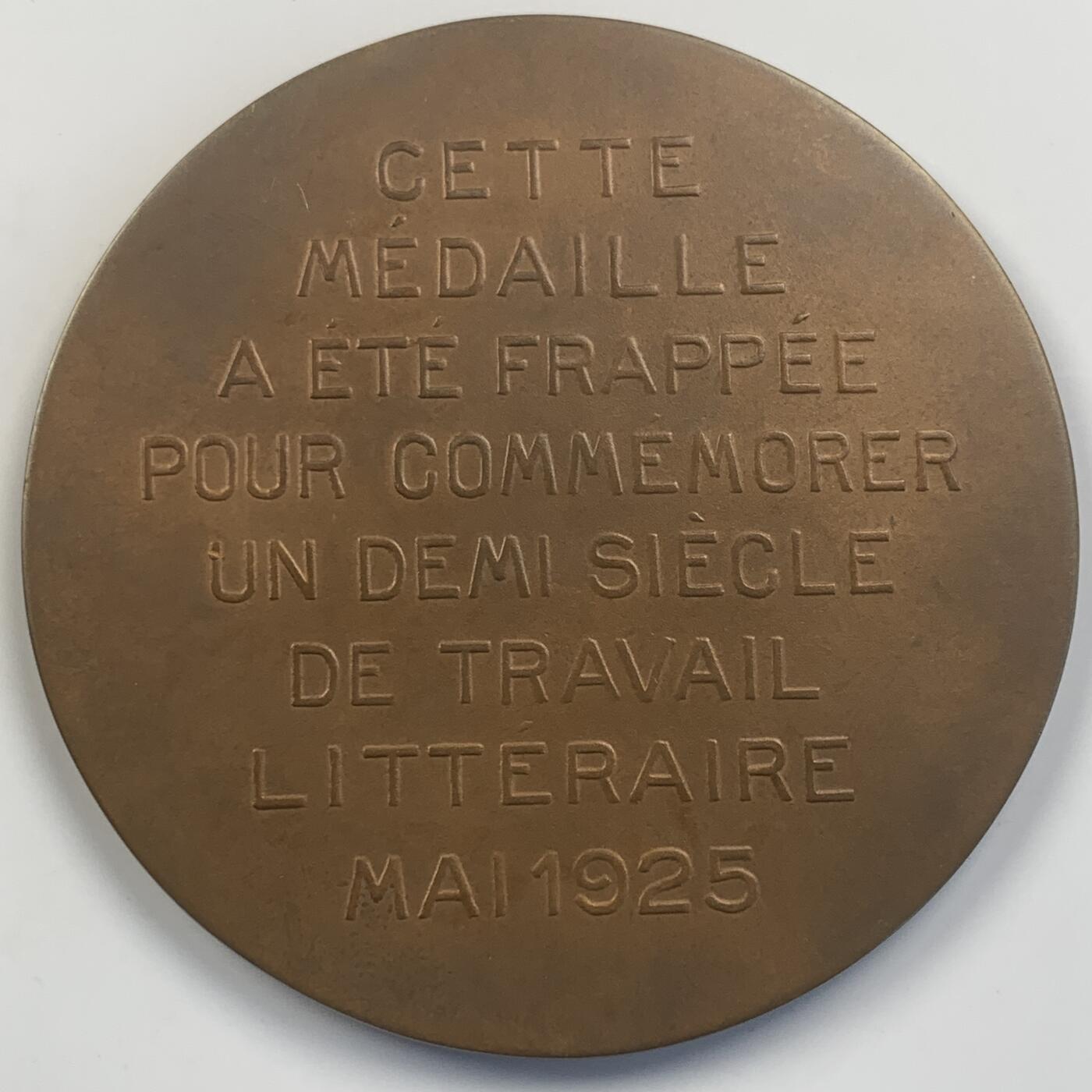掌中浮雕-藏着的欧洲第042场 1925年比利时作家杰拉德.哈里纪念大铜章，70.5mm，113g，雕刻大师Devreese作品