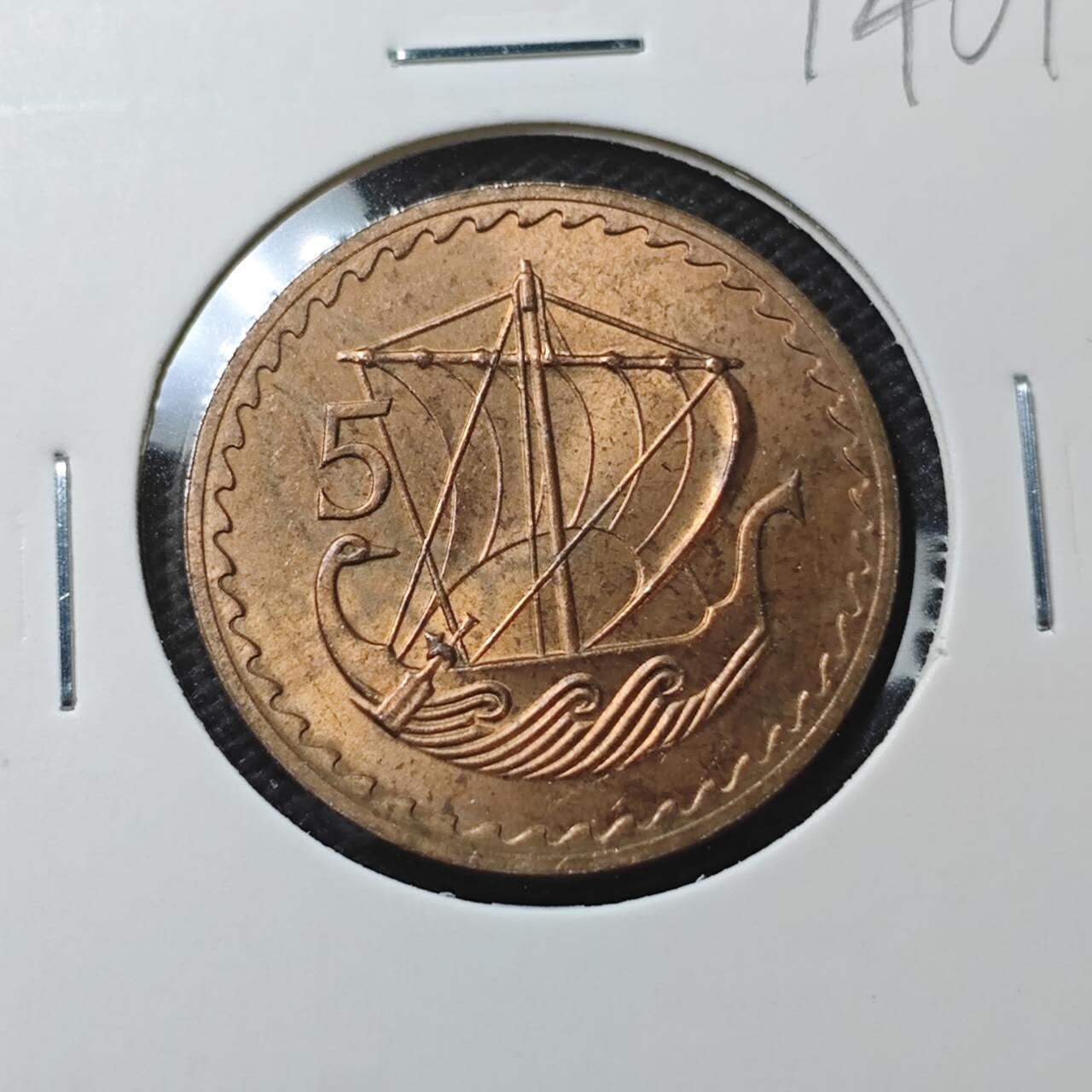 KK钱币收藏小铺  第374场  2月预留时间 周末发货  1960塞浦路斯5米尔铜币 好品