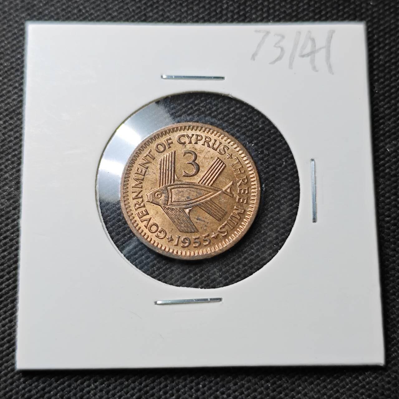 KK钱币收藏小铺  第373场  2月预留时间 周末发货  英属塞浦路斯3米尔铜币 好品