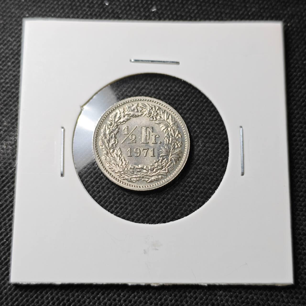KK钱币收藏小铺  第373场  2月预留时间 周末发货  1971瑞士1/2法郎 好品