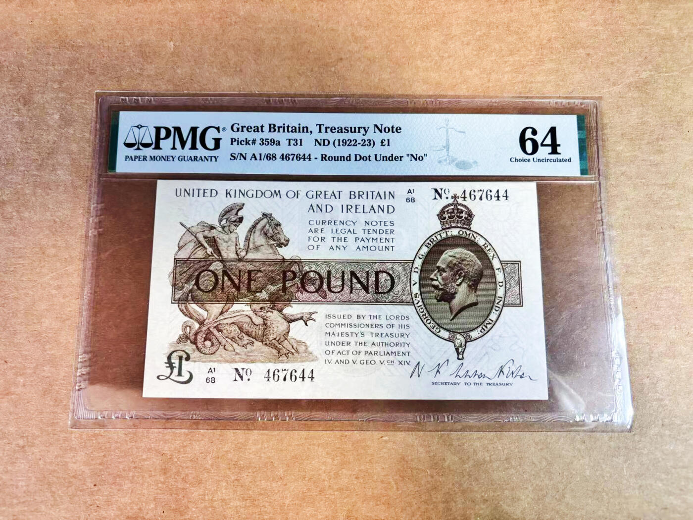 【Blue Auction】世界纸币精拍第752期——18级TOP拍卖/信誉/品质/专业/高效💫 英国 1922-23年1镑 乔治五世 PMG64