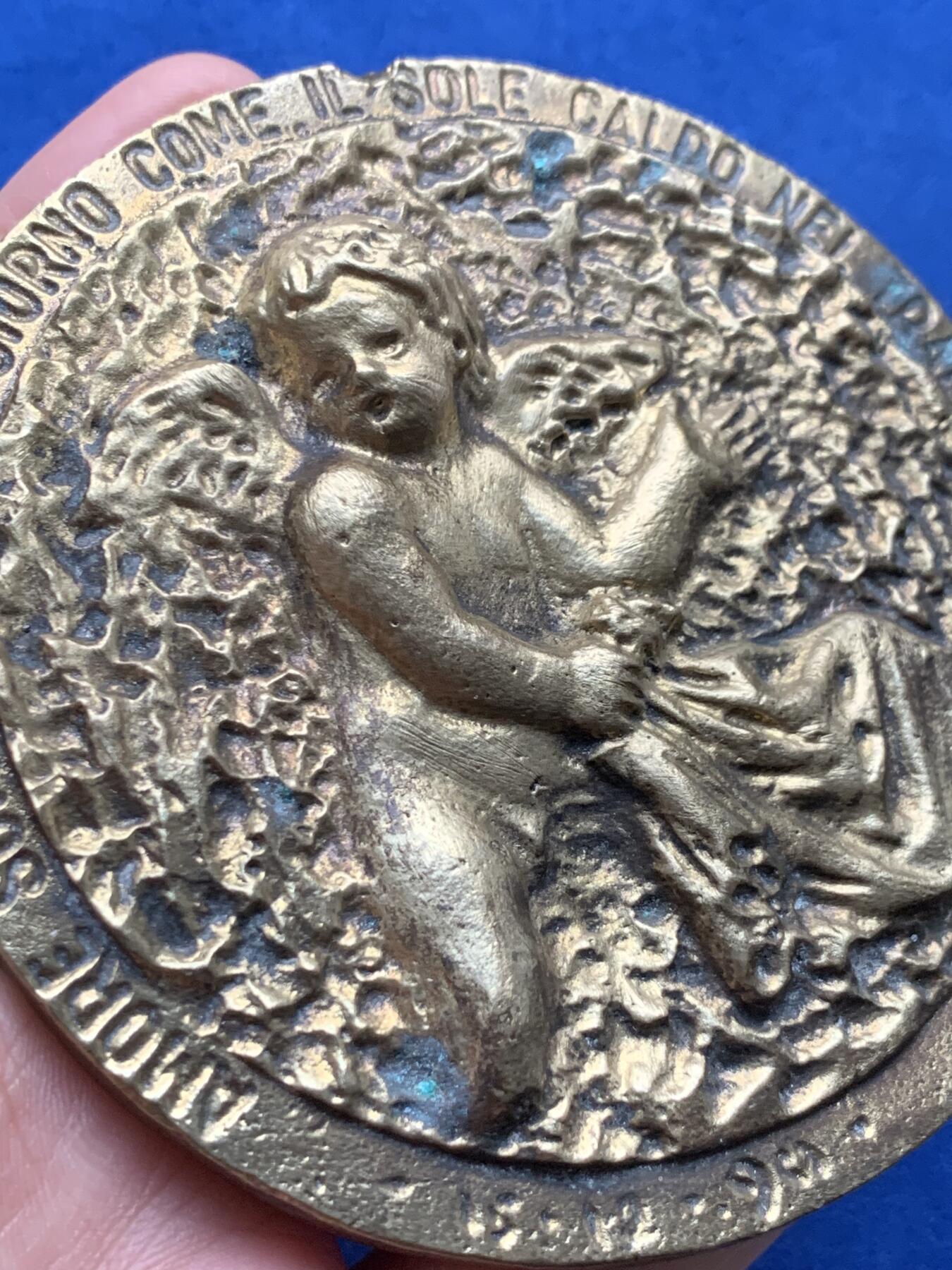 《竞宝斋》第440场 周日，周一，周二 3场连拍 （全场包邮） 天使大铜章 高浮雕 厚重压手 427克 94mm