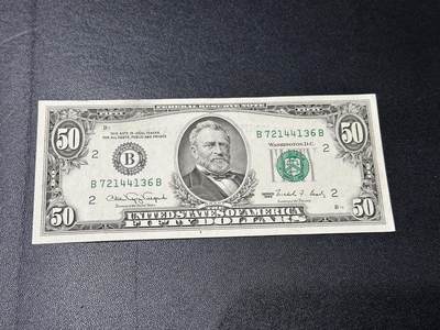 《外钞收藏家》第五百八十六期（品种丰富、精品多）（本平台长期征集拍品、欢迎藏友们联系合作） - 1990年美国小头版50美元 UNC-