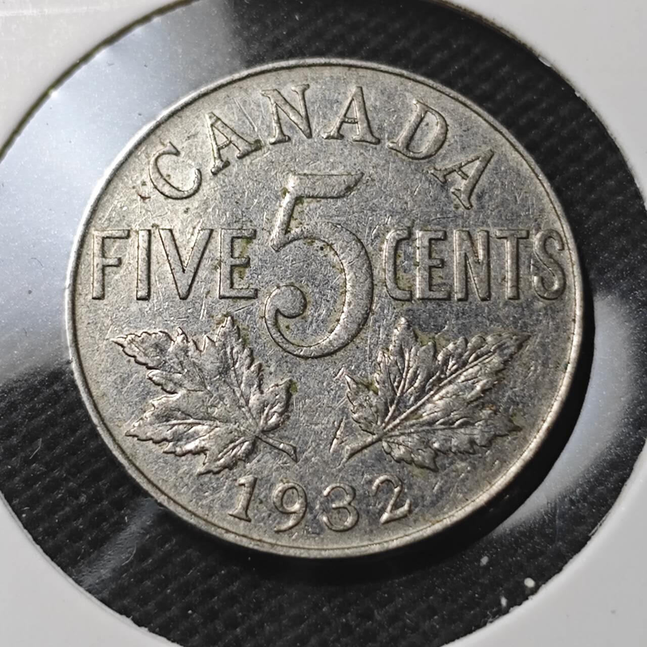 KK钱币收藏小铺  第374场  2月预留时间 周末发货  1932加拿大5分镍币