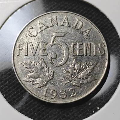 KK钱币收藏小铺  第374场  2月预留时间 周末发货 -  1932加拿大5分镍币