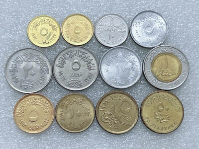 第一海外回流一元起拍收藏 散集专场  第269期 - 埃及不同版本硬币12枚 原光品