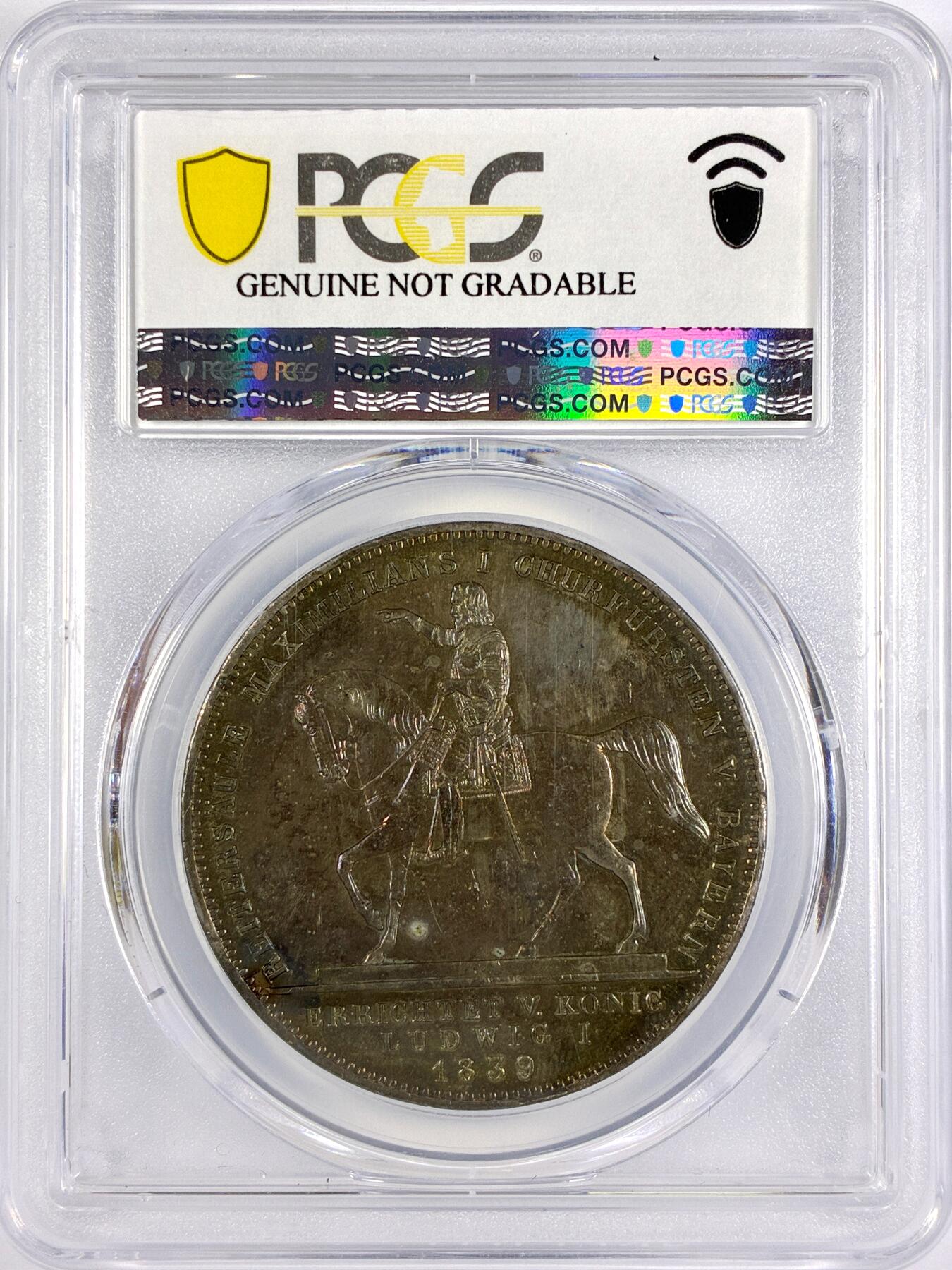 【雨安】【世界币章116期-评级币专场】2025-11-22 周六 19:30 保真【直播拍卖】 [评级德国] Germany 德国 德意志 2泰勒 Bavaria巴伐利亚 历史泰勒 Thun.077 KM#0795 1839年 选帝侯  NGC-UNC