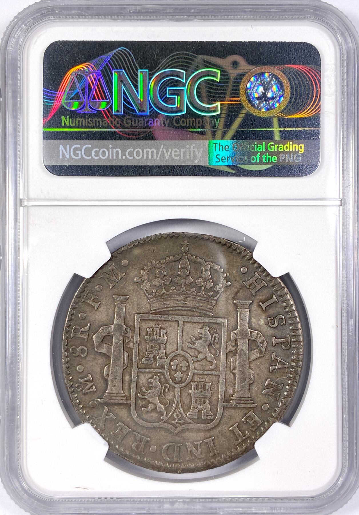 【雨安】【世界币章116期-评级币专场】2025-11-22 周六 19:30 保真【直播拍卖】 [评级美洲] Spanish Mexico 西属墨西哥 8里亚尔 卡洛斯四世 双柱 1800年  NGC-XF40