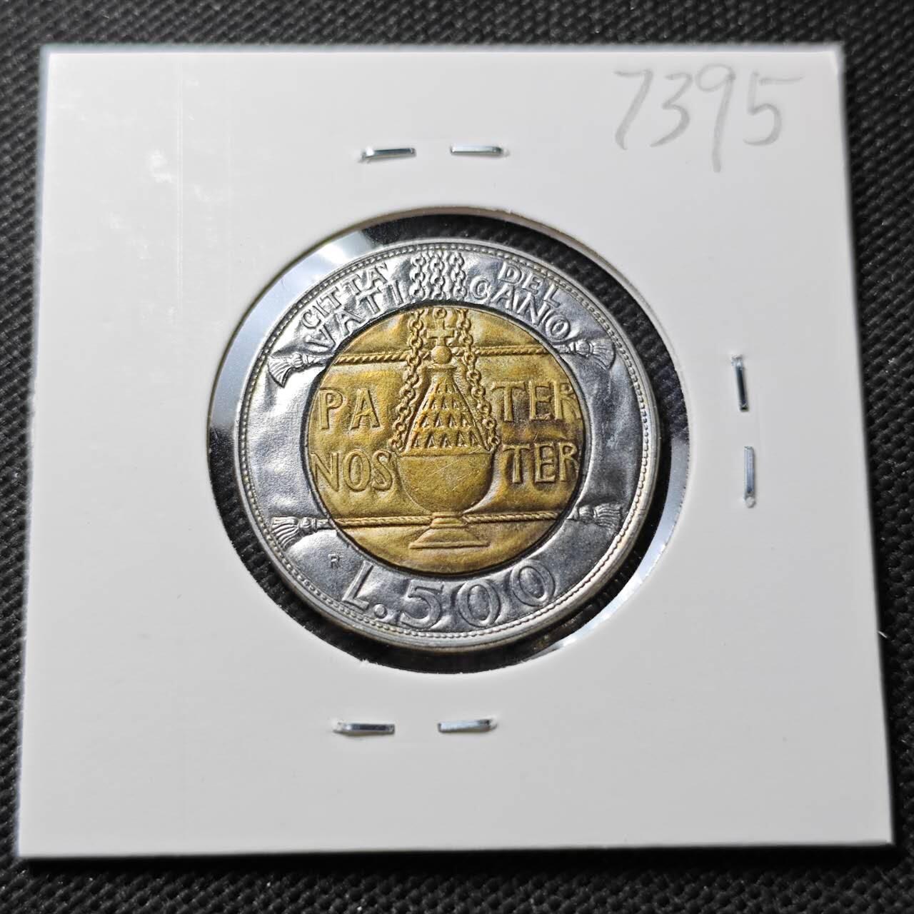 KK钱币收藏小铺  第373场  2月预留时间 周末发货  梵蒂冈500里拉 好品