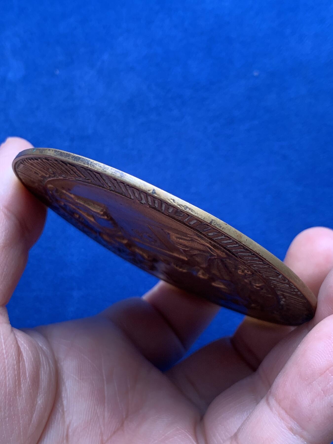 《竞宝斋》第440场 周日，周一，周二 3场连拍 （全场包邮） 德国 旧普鲁士联盟福音教会结婚纪念大铜章 77.4cm 77.9g 少见