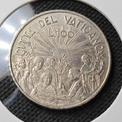 KK钱币收藏小铺  第373场  2月预留时间 周末发货 -  梵蒂冈100里拉 少见