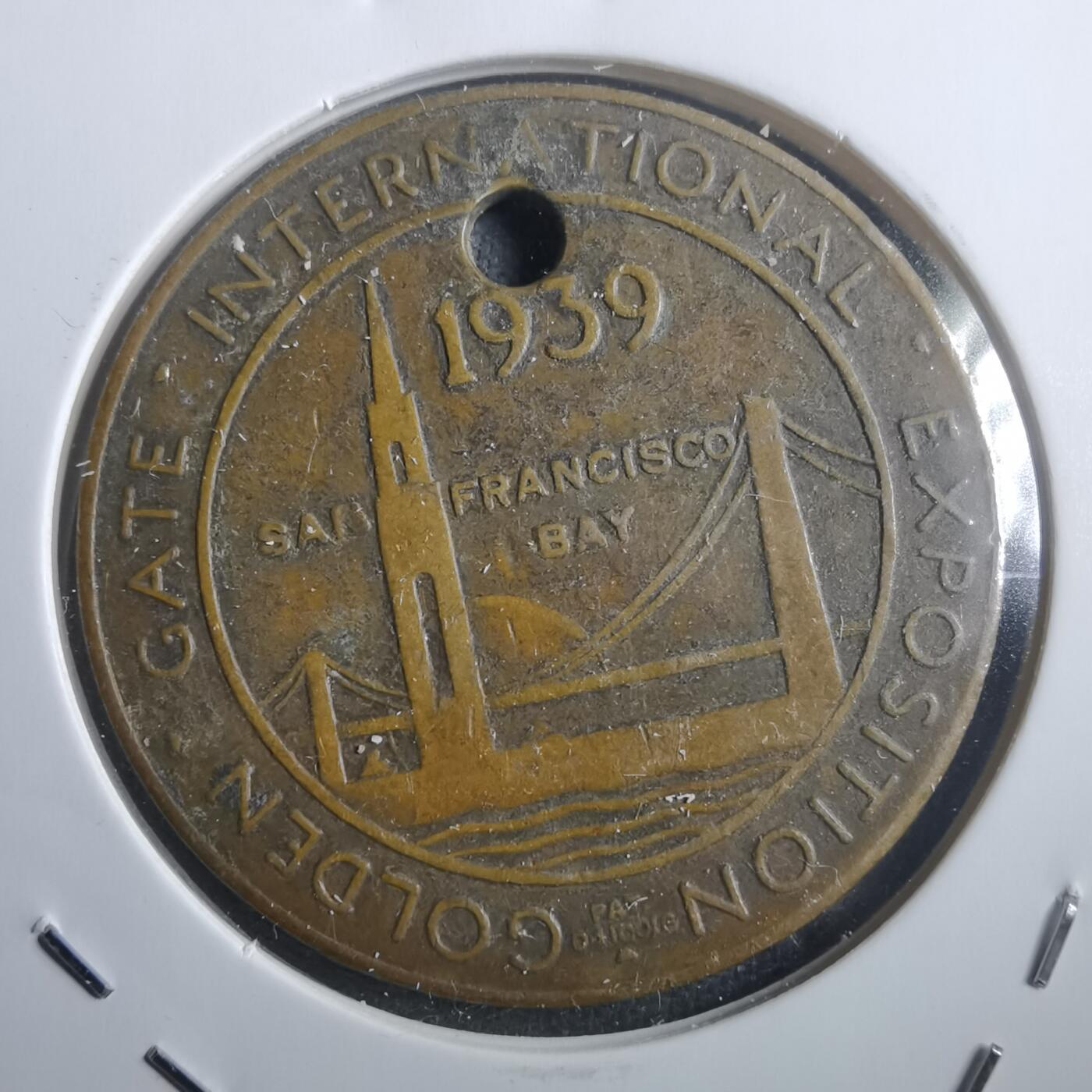 沼泽如烟--第907场 美国193 9年海湾大桥建成纪念章一牧原作挂件