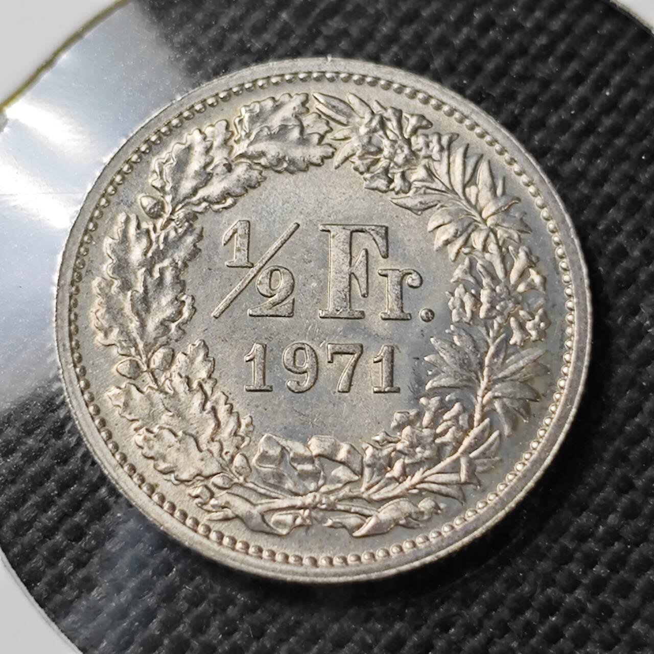 KK钱币收藏小铺  第373场  2月预留时间 周末发货  1971瑞士1/2法郎 好品