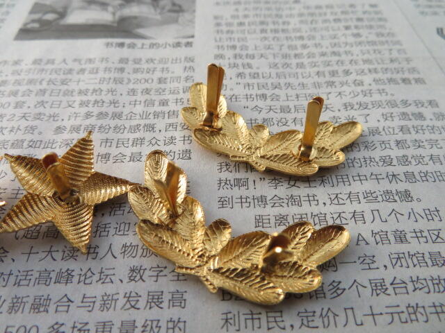 10--87早期武警将军肩章星星一对松枝一付（铜皮材质，松枝有背纹版）