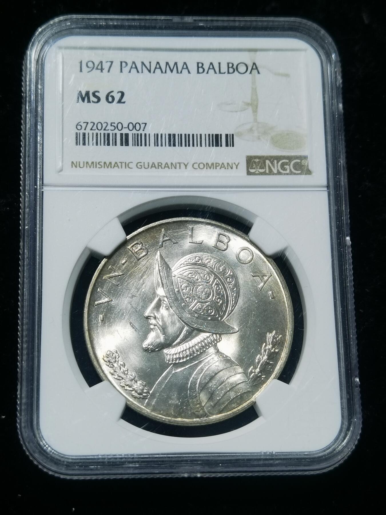 天下钱庄专场欢迎参拍 NGC MS62巴拿马一巴波亚银币