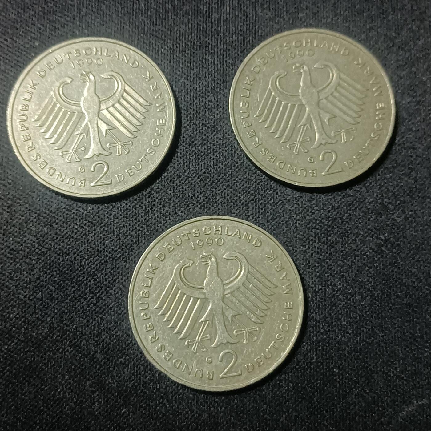 【游宝拍卖】乙巳蛇年90期 全场包邮 第三季收官场 德国🇩🇪 1990年2马克纪念币 G-卡尔斯鲁厄铸币厂