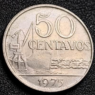 泉币菌-第132场-精品福利场 - 塔吊巨轮 自由女神 巴西1975年 50分铜镍/不锈钢硬币25.0mm.6克