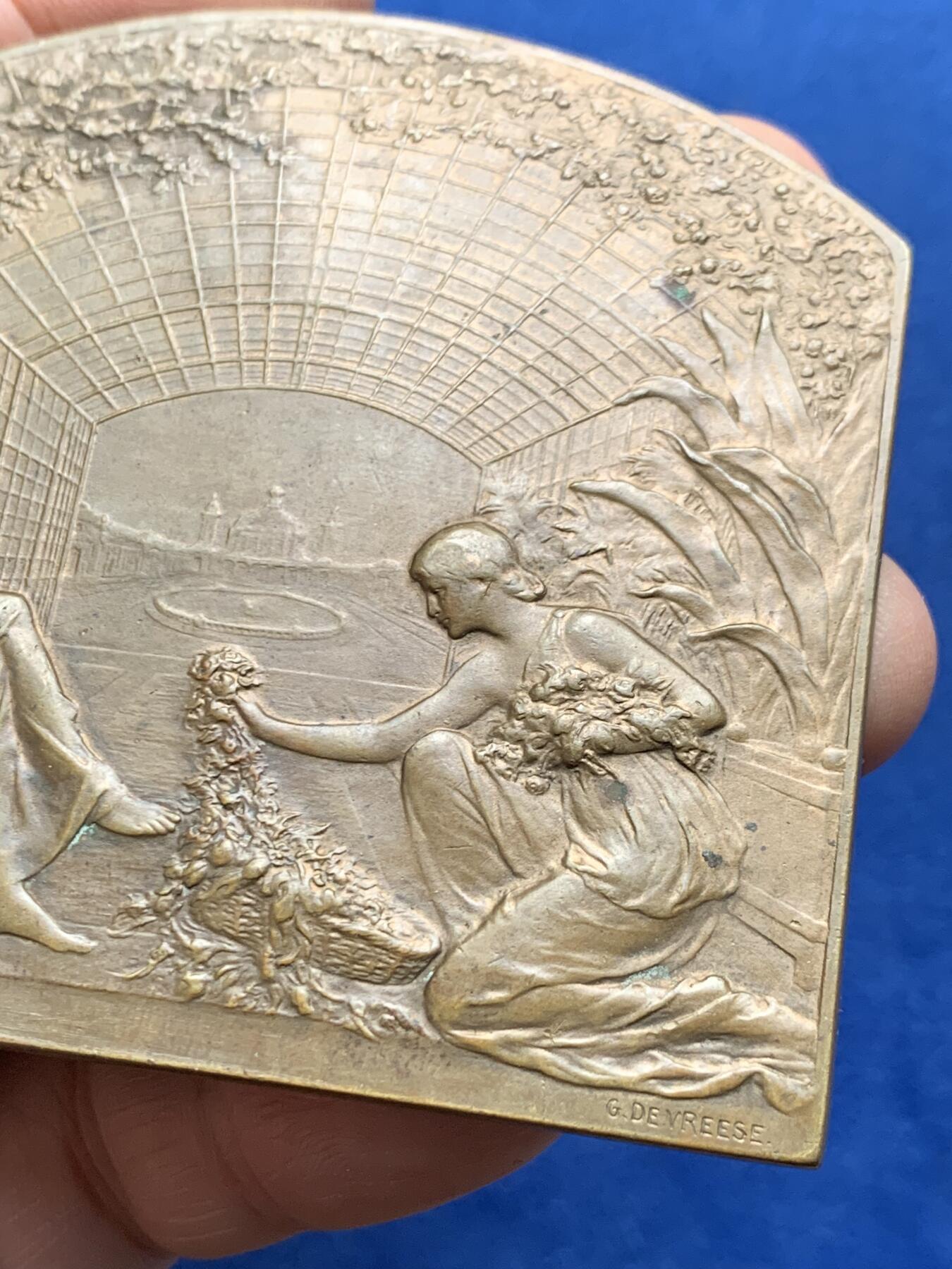 《竞宝斋》第440场 周日，周一，周二 3场连拍 （全场包邮） 比利时1913年根特世界博览会铜章，120.85g，69.2*71.8mm