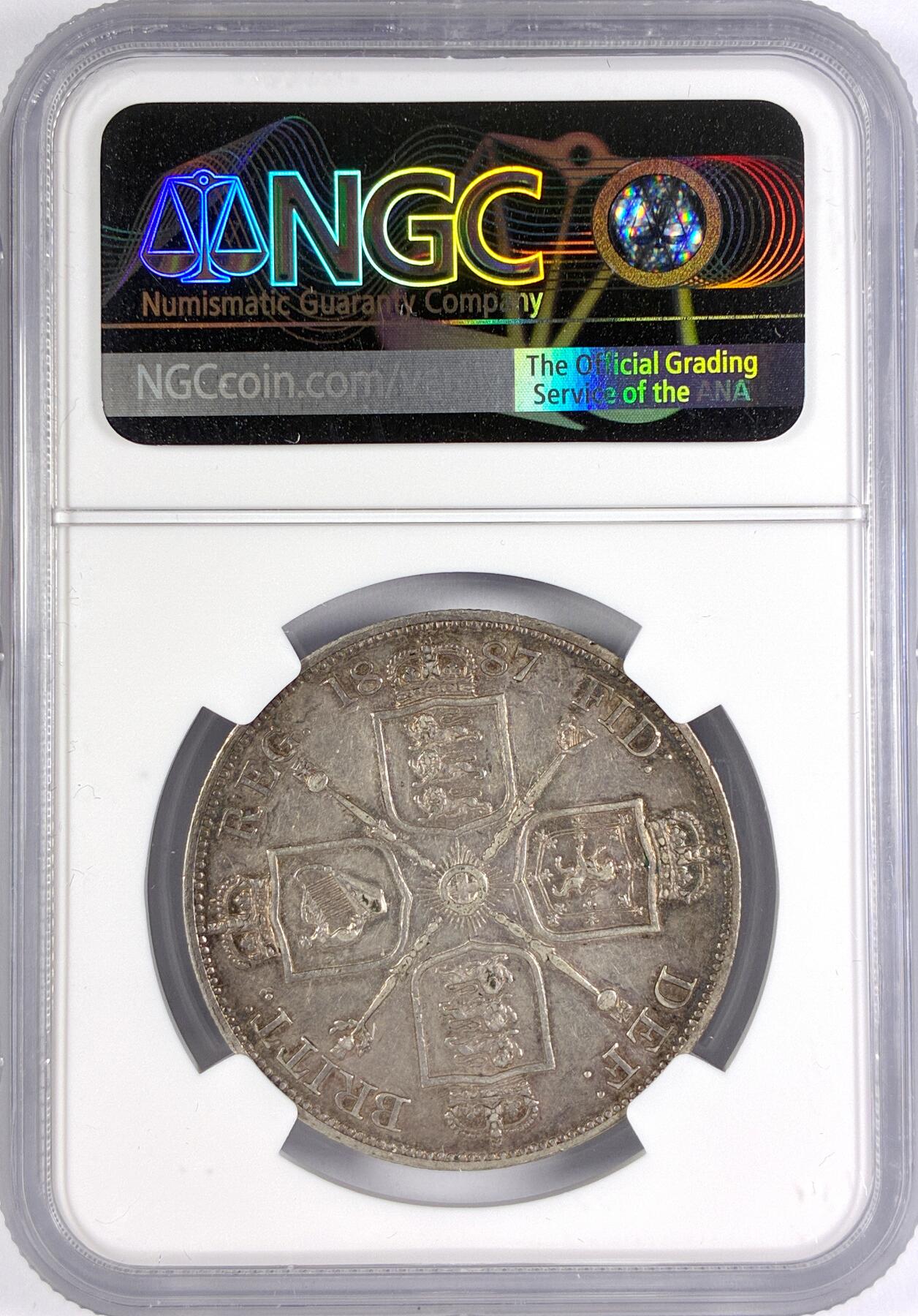 【雨安】【世界币章116期-评级币专场】2025-11-22 周六 19:30 保真【直播拍卖】 [评级欧洲] Great Britain 英国 4先令 2弗洛林 1887年 维多利亚  NGC-AU50