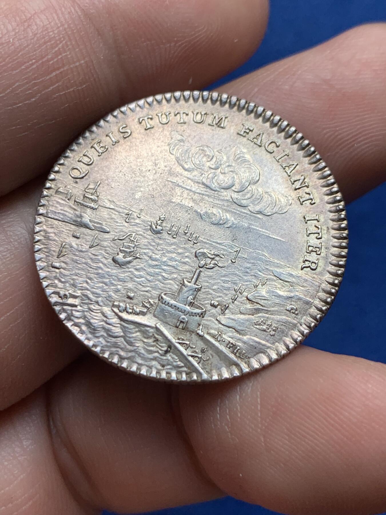 《竞宝斋》第440场 周日，周一，周二 3场连拍 （全场包邮） 法国皮卡迪商会港口银章，29.8MM，8.37克，早期齿边