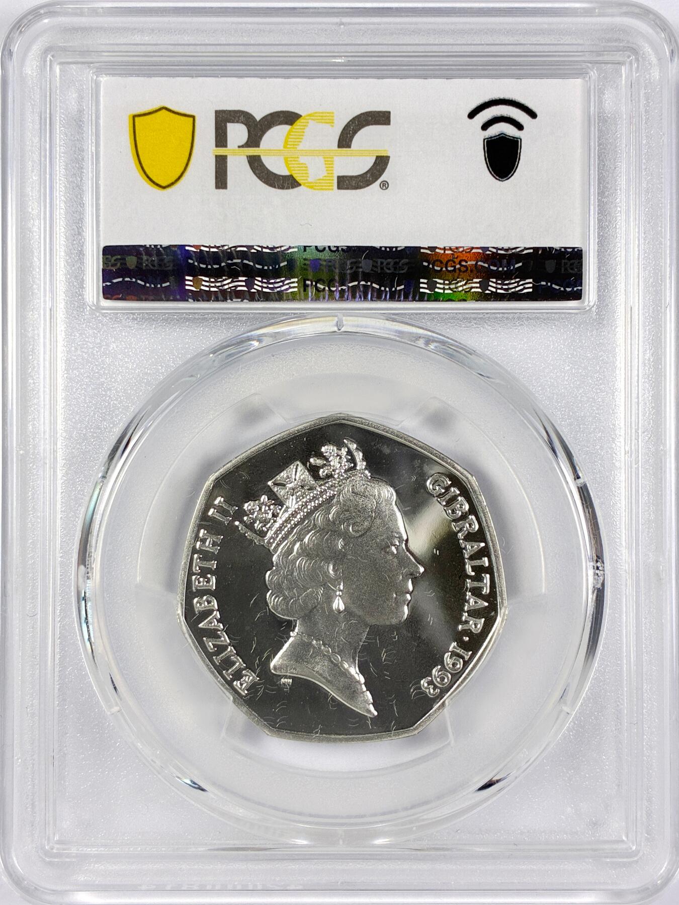 【雨安】【世界币章116期-评级币专场】2025-11-22 周六 19:30 保真【直播拍卖】 [评级现代] Gibraltar 直布罗陀 50便士 1993年 圣诞币 PCGS-PR68DCAM