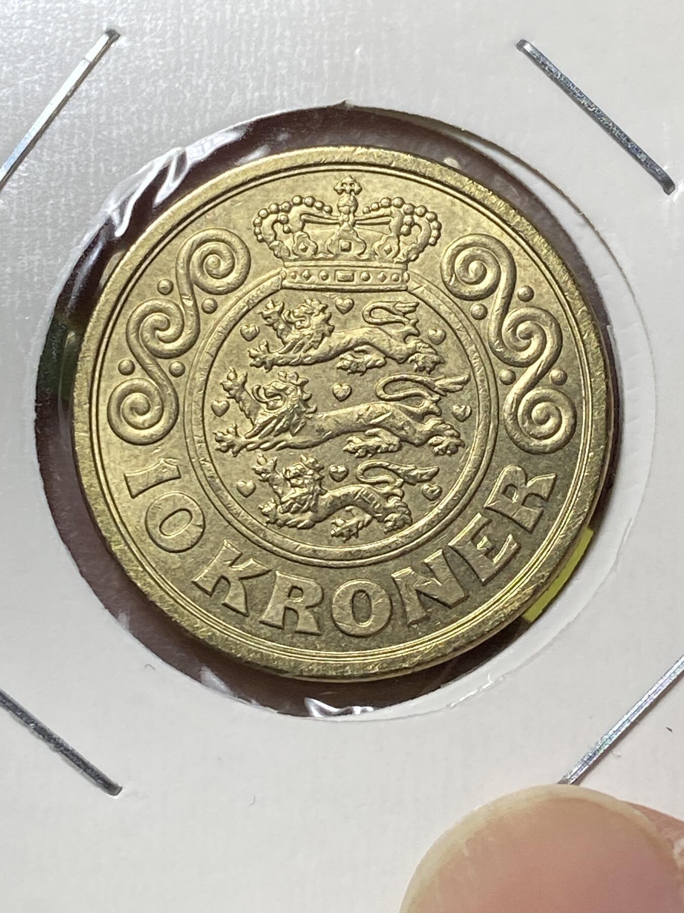 2025年第一百三十场(总第一百五十六场）外国好品纸夹散币场(免佣金) 丹麦🇩🇰2001年10克朗(玛格丽特二世第四版，LG; JP; A版)