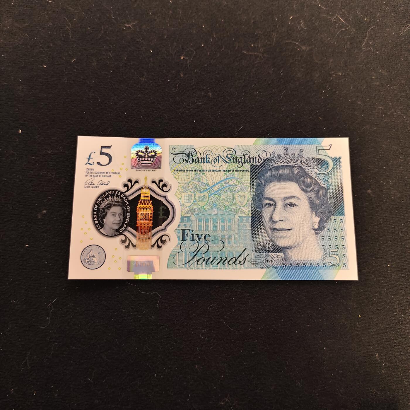 【全场包邮】纯粹捡漏拍479场（免费代拍第16场） 【塑料钞】英国英格兰银行伊丽莎白二世5镑塑料钞
