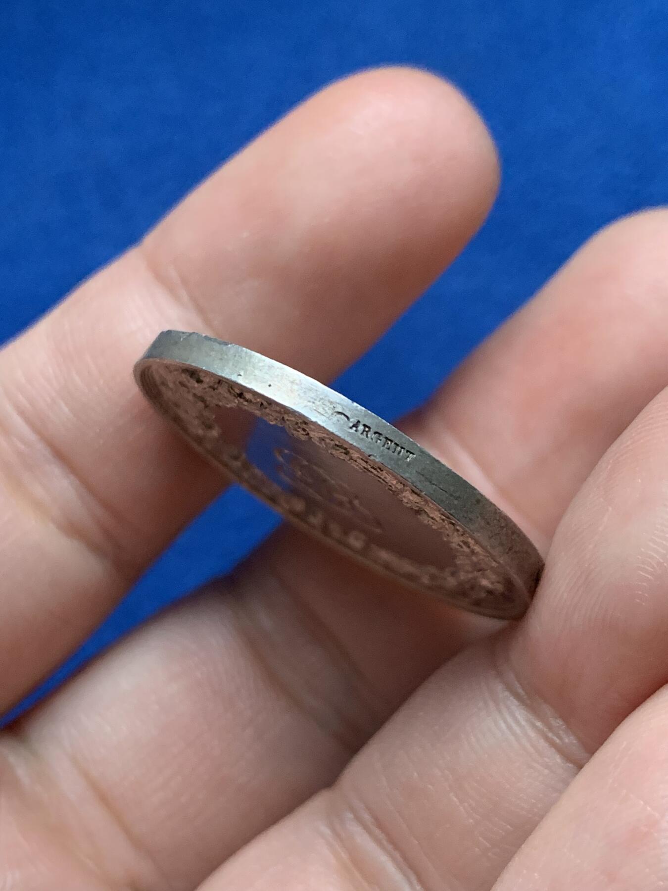 《竞宝斋》第440场 周日，周一，周二 3场连拍 （全场包邮） 法国1858年结婚纪念银章 29.8mm 11.9g