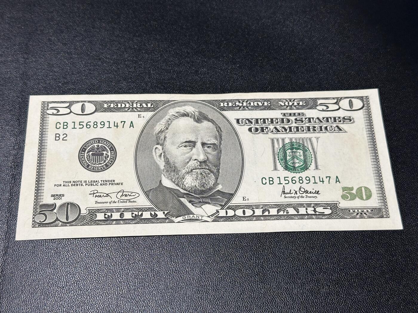 《外钞收藏家》第五百八十六期（品种丰富、精品多）（本平台长期征集拍品、欢迎藏友们联系合作） 2001年美国大头版50美元 UNC-