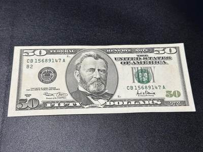 《外钞收藏家》第五百八十六期（品种丰富、精品多）（本平台长期征集拍品、欢迎藏友们联系合作） - 2001年美国大头版50美元 UNC-