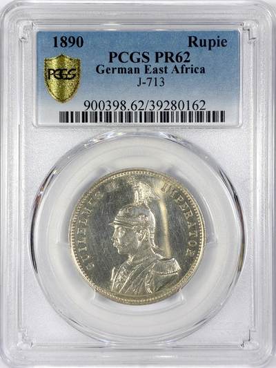 【雨安】【世界币章116期-评级币专场】2025-11-22 周六 19:30 保真【直播拍卖】 - [评级德国] Germany 德属东非 1卢比 KM#02 (1890-1914) 1890年 PCGS-PR62