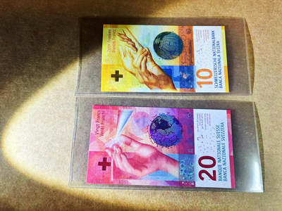 【Blue Auction】世界纸币精拍第752期——18级TOP拍卖/信誉/品质/专业/高效💫 - 【一组2张 含A冠】瑞士 2015-16年10-20法郎 全新UNC