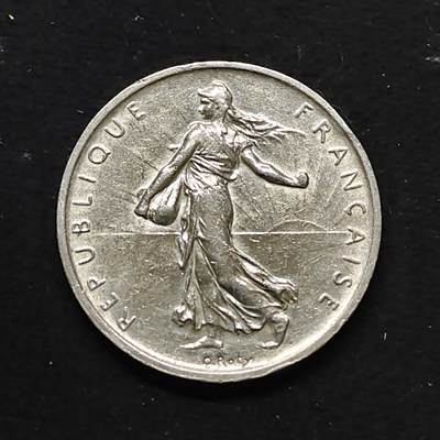 【全场包邮】纯粹捡漏拍479场（免费代拍第16场） - 法国1960年播种女神5法郎（29毫米12克）银币