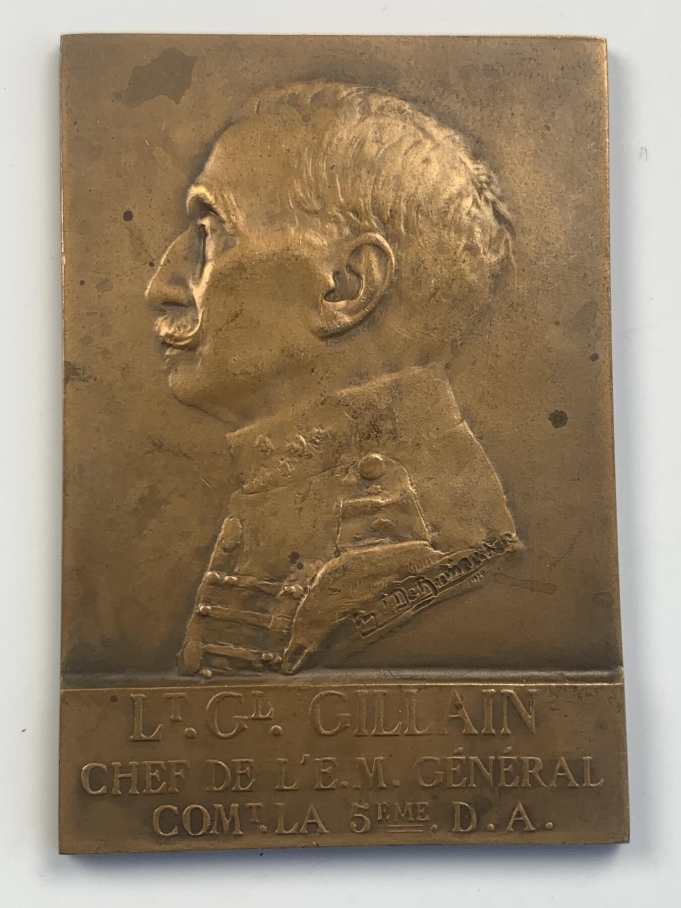 掌中浮雕-藏着的欧洲第042场 比利时一战西里亚奎·吉连将军戎装纪念大铜章，66.5*45.4mm，89.6g