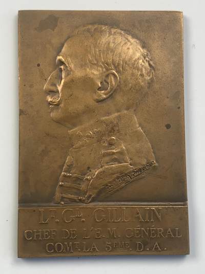 掌中浮雕-藏着的欧洲第042场 - 比利时一战西里亚奎·吉连将军戎装纪念大铜章，66.5*45.4mm，89.6g