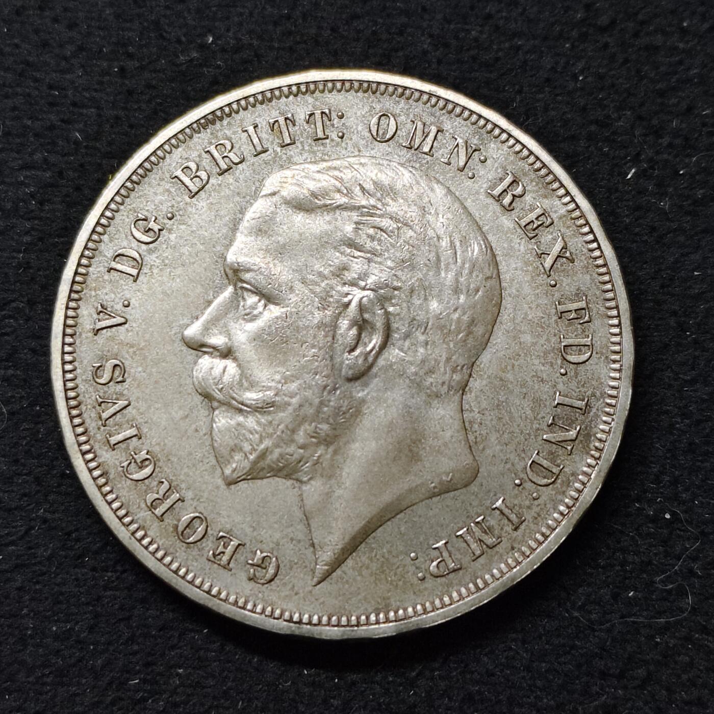 【全场包邮】纯粹捡漏拍479场（免费代拍第16场） 英国1935年1克朗乔治五世在位25周年木马剑克朗型纪念银币-1