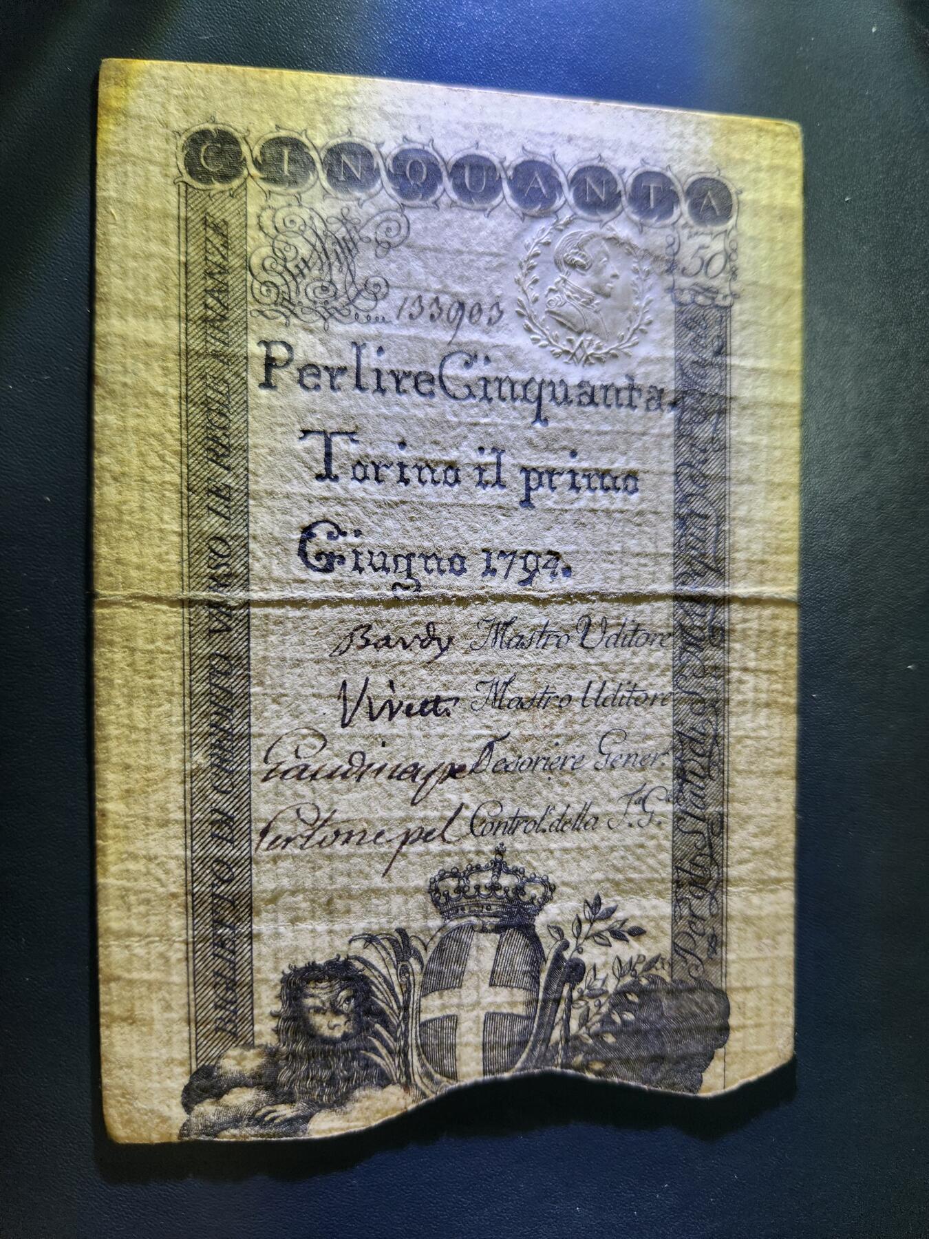 11月19号晚上8点 外国纸币自动截拍第61场 经典古钞 意大利1792年