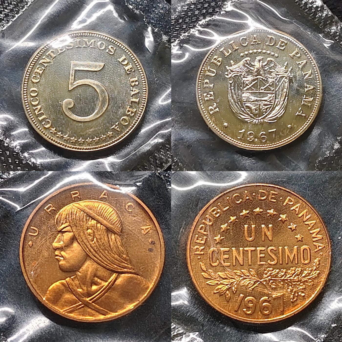 【全场包邮】纯粹捡漏拍479场（免费代拍第16场） 巴拿马1967年官方封装套币-含2枚银币