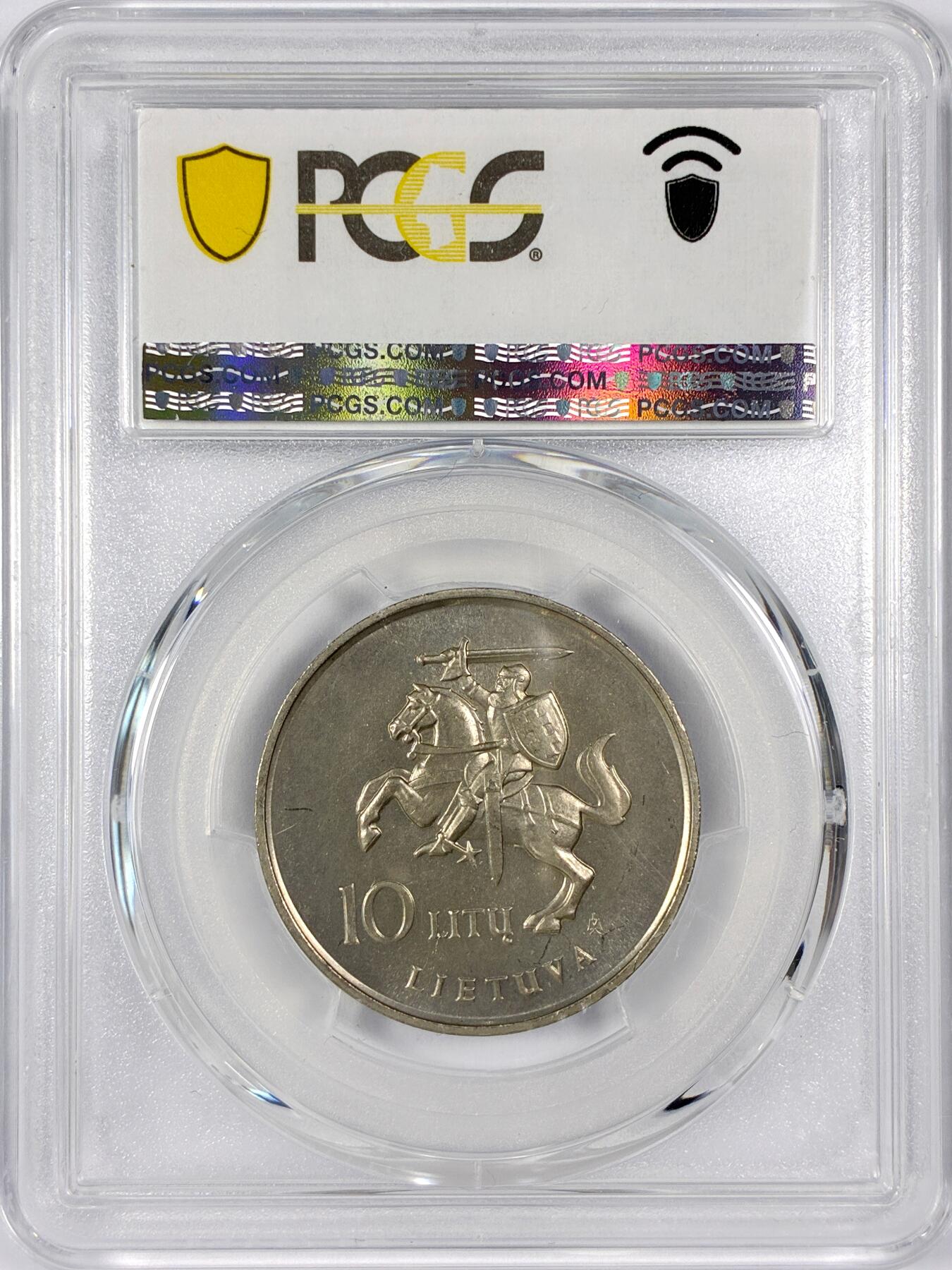 【雨安】【世界币章116期-评级币专场】2025-11-22 周六 19:30 保真【直播拍卖】 [评级现代] Lithuania 立陶宛 10拉特 1993年 大西洋航空  PCGS-MS64